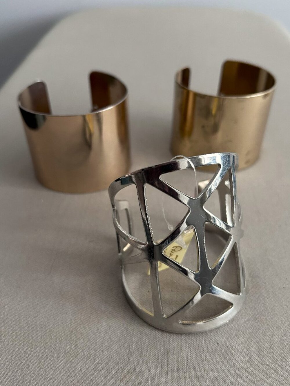 Metal and Geometric Plate Cuff Bracelets Bundle